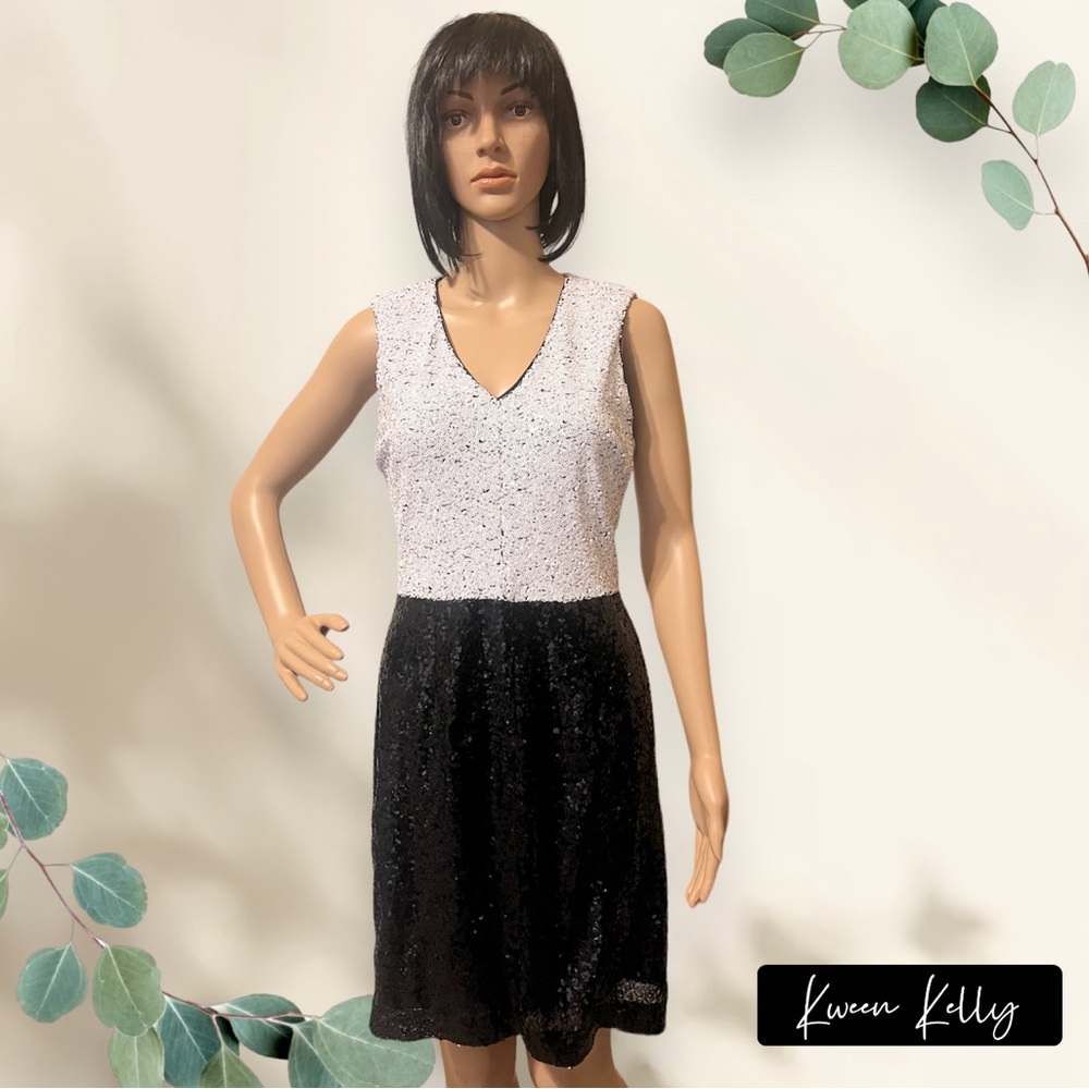 Black-and-white sequence dress